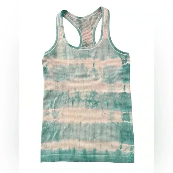 Lululemon Heathered Tranquil Blue Tie Dye Swiftly Tech Racerback Tank Size 4 - Picture 3 of 10